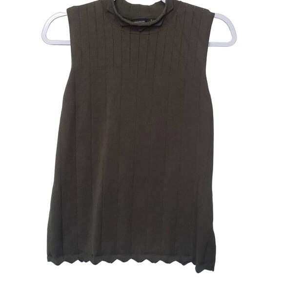 Devotion by Cyrus Green Sleeveless Scalloped Sweater Top Size S Y2K Forest Fairy - Picture 1 of 6